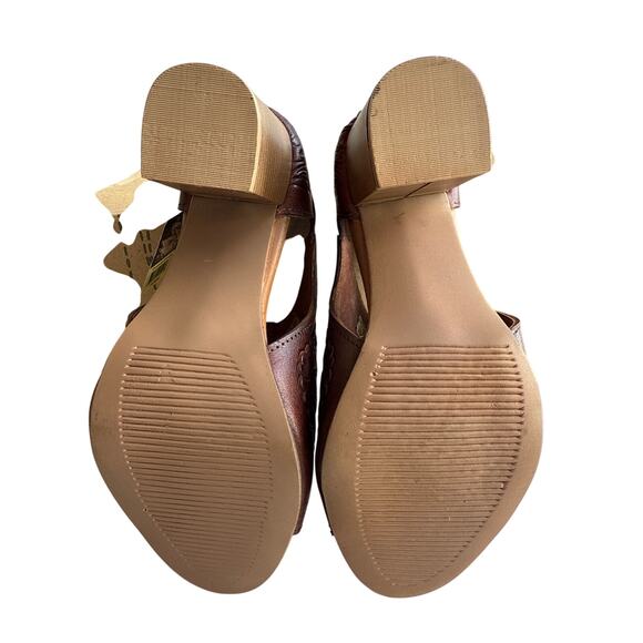 Roper Mika Mules Womens 7 Floral Tooled Leather Closed Back Buckle Peep Toe - Picture 9 of 12